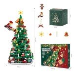 2024 Advent Calendar, Christmas Tree Building Block Set with LED String Lights, 24-Day Christmas Countdown Calendar, Christmas Home Decoration, Toy Gift Box for Boys and Girls, Educational Toy
