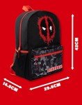 Marvel Deadpool Boys Backpack | Black & Red Rucksack with Adjustable Straps | Superhero Practical & Organised Luggage Sports School Bag For Kids | Movie Series Merchandise Gift