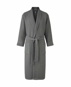 THE SAVILE ROW COMPANY LONDON Men's Lightweight Soft Cotton Waffle Kimono Bathrobe Dressing Gown - Charcoal Grey - X-Large