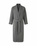 THE SAVILE ROW COMPANY LONDON Men's Lightweight Soft Cotton Waffle Kimono Bathrobe Dressing Gown - Charcoal Grey - X-Large