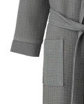 THE SAVILE ROW COMPANY LONDON Men's Lightweight Soft Cotton Waffle Kimono Bathrobe Dressing Gown - Charcoal Grey - X-Large