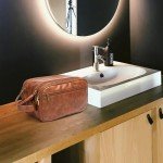Laripwit Travel Toiletry Bag for Men Small PU-Leather Wash Bag Shaving Dopp Kit Bathroom Water-Resistant Makeup Cosmetic Case for Toiletries Organizer Brown