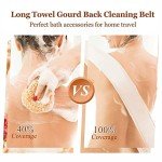 Back Scrubber Exfoliating Loofah Back Washers for Shower Bath Sponge Body Scrubber Backwash Belt Back Exfoliator Strap Scrubbing Dry Clean Skin Double Side Pad Men Women Bathroom Accessories 63 Cm