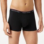 Tommy Hilfiger - Men's Boxer Shorts - Multipack Trunks For Men - 3 Pack Underwear Man - Signature Waistband Elastic - Black - Size L