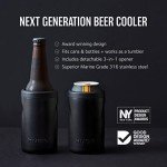 Huski Beer Cooler 2.0 | New | Premium Can and Bottle Holder | Triple Insulated Marine Grade Stainless Steel | Detachable 3-in-1 Opener | Works as a Tumbler | Best Gifts for Beer Lovers (Stainless)