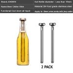 JOKBEN Stainless Steel Beverage Beer Chiller Stick Drink Bottle Rod Instant Portable Cooling Sticks Merrday Stainless Steel Tumbler Beer Brewing Wort Chiller for Home, Pool, Beach and BBQ