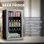 Subcold Super85 LED - Under-Counter Fridge | 85L Beer, Wine & Drinks Fridge | LED Light + Lock and Key | Energy Efficient (Silver, 85L)