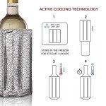 Vacu Vin Active Cooler Wine Chiller - Reusable, Flexible Wine Bottle Cooler - Silver - Wine Cooler Sleeve for Standard Size Bottles - Insulated Wine Bottle Chiller to Keep Wine Cold and Refreshing