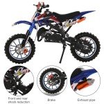 Mini Dirt Bike,49cc 2-Stroke Kids Dirt Bike,Gas Power Motorcycle,Racing Max Speed 40KM/H,Pocket Motorbike with Front Rear Disc Brakes