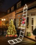 iShabao 9.8Ft Ladder Christmas Lights with Santa Claus - 310 LED Outdoor Christmas Lights Mains Powered with Timer, Memory Function, 8 Modes Christmas Lights for Indoor Outdoor Xmas Decor(White)