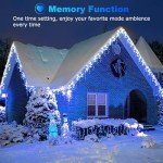 ULIGHTOWN Icicle Outdoor Christmas Lights, 14m/46ft 360LED Blue White Plug in Lights,Xmas Icicle Light - 8 Lighting Modes,Memory, Mains Powered for Home/Window/Party/Indoor Decor