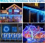 ULIGHTOWN Icicle Outdoor Christmas Lights, 14m/46ft 360LED Blue White Plug in Lights,Xmas Icicle Light - 8 Lighting Modes,Memory, Mains Powered for Home/Window/Party/Indoor Decor