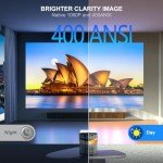 【Short Throw & 3s Focus】Mini Projector, WiMiUS 15000 Lumen WiFi Bluetooth Portable Projector 4K Full HD 1080P Supported, 300" Display Smart Outdoor Video Projector for Camping, Travel, Festive Gifts