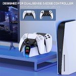 HELLCOOL PS5 Controller Charging Station - PS5 Controller Charger with 2-3 Hours Fast Charging/Cool RGB Light for Playstation 5 Controller - PS5 Charging Dock PS5 Charger for Dualsense/Edge Controller