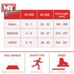 M.Y X-Skate Adjustable Blue Inline Roller Skates with Built In Adjusters Kids Roller Boots for Boys & Girls - Small