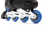 M.Y X-Skate Adjustable Blue Inline Roller Skates with Built In Adjusters Kids Roller Boots for Boys & Girls - Small