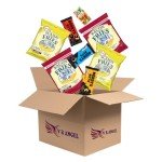 Pub Snacks Box: 4 Pk Smith's Scampi & Bacon Fries (2 each), 3 Pk Nobby's Nuts with Classic Salted, Dry Roasted & Sweet Chilli Peanuts, and Fruit Adventure Mint Sold By VR Angel