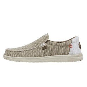 HEYDUDE - Men's Mikka Braided - Casual Slip-On Shoes - Moccasin Style, Off White, 11 UK