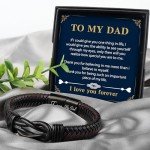 Shoppawhile Gifts for Dad Mens Leather Bracelet Dad Fathers Day Birthday Gifts from Daughter Son Unique Presents for Dad Christmas