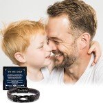 Shoppawhile Gifts for Dad Mens Leather Bracelet Dad Fathers Day Birthday Gifts from Daughter Son Unique Presents for Dad Christmas