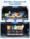 Oasser Car Boot Organiser Storage, Collapsible Waterproof Durable Multi Compartments Boot Organisers with Foldable Cover Reflective Strip for Car SUV Truck E3A (Standard,Black)