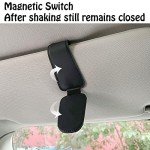 Dacitiery Sunglasses Holder for Car Sun Visor Magnetic Leather Car Visor Sunglass Holder Eyeglass Hanger Clip for Car Universal Car Visor Accessories for Men&Women (Black)