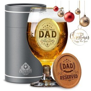 CROWNLY CRYSTAL® Gold Birthday Gifts for Dad Birthday Gifts Beer Glasses Daddy Birthday Gifts Dad Gifts from Daughter Dad Presents Gifts from Son