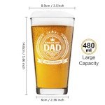 LIGHTEN LIFE Dad Gifts,Dad Beer Glass in Barrel Box,Premium Birthday Gifts for Dad,Non-Lead Dad Beer Glass,Ideal Dad Gifts from Kids,Dad Birthday Gifts Ideas,Dad Beer Glass Gift-480ml
