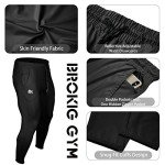 BROKIG Mens Lightweight Tracksuit Bottoms Elastic Sports Trousers Gym Running Joggers(Black,Medium)