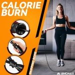 Amonax Gym Equipment for Home Workout (Ab Roller Wheel Set, Skipping Rope, Push-up Handles). Fitness Exercise, Strength Training Equipment for Abs, Weight Loss, Sport Accessories for Men Women