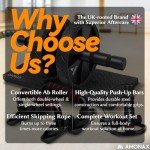 Amonax Gym Equipment for Home Workout (Ab Roller Wheel Set, Skipping Rope, Push-up Handles). Fitness Exercise, Strength Training Equipment for Abs, Weight Loss, Sport Accessories for Men Women