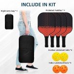 Touyinger Pickleball Paddles, Pickleball Set with Fiberglass Surface PickleBall Racket with 4 Balls Equipment and Portable Bag, Indoor & Outdoor Pickleball Sports for Men Women