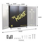 Target Darts Luke Littler Cabinet & Dartboard Set | Player Edition ‘The Nuke’ Dart Board Cupboard Set with 2 Sets of Steel Tip Darts, Score Charts, Competition Standard Throw Line