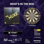 Target Darts Luke Littler Cabinet & Dartboard Set | Player Edition ‘The Nuke’ Dart Board Cupboard Set with 2 Sets of Steel Tip Darts, Score Charts, Competition Standard Throw Line