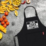 APRONPANDA Old Lives Matter Kitchen Aprons - Funny Christmas Gifts Birthday or Retirement Gifts for Mom, Dad, Grandpa, Grandma - 50th 60th 70th Birthday Gifts for Men Women