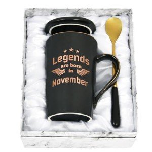 Joymaking Birthday Gifts for Men Coffee Mug 14oz Birthday Gifts for Him Dad, Boyfriend, Husband Funny Gifts for Birthday Coffee Cup with Legends are Born in November, 400ML Black