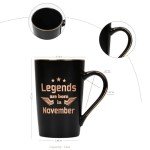Joymaking Birthday Gifts for Men Coffee Mug 14oz Birthday Gifts for Him Dad, Boyfriend, Husband Funny Gifts for Birthday Coffee Cup with Legends are Born in November, 400ML Black