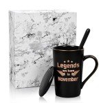 Joymaking Birthday Gifts for Men Coffee Mug 14oz Birthday Gifts for Him Dad, Boyfriend, Husband Funny Gifts for Birthday Coffee Cup with Legends are Born in November, 400ML Black