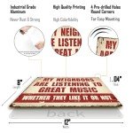 Yiruhe Funny Music Metal Sign - My Neighbors Are Listening to Great Music - Gift for Music Lovers Garage Bar Man Cave(2404)