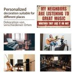 Yiruhe Funny Music Metal Sign - My Neighbors Are Listening to Great Music - Gift for Music Lovers Garage Bar Man Cave(2404)