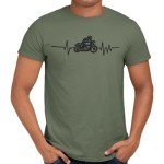 Getting Shirty Motorbike Heartbeat (Bike, Biker) Men's/Unisex T-Shirt (as8, Alpha, l, Regular, Regular, Green)