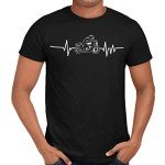 Getting Shirty Motorbike Heartbeat (Bike, Biker) Men's/Unisex T-Shirt (as8, Alpha, l, Regular, Regular, Green)