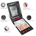 TEEHON Mens Wallets Slim RFID Blocking Carbon Fiber Leather Wallets Mens with up to 12 Credit Card Holder, Strong Money Clip & ID Window Minimalist Bi-Fold Wallets for Men UK with Gift Box - Black