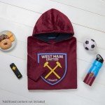 West Ham United F.C. Men's Oversized Fleece Poncho with Hood, West Ham Gifts for Men Burgundy