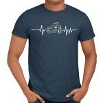 Getting Shirty Motorbike Heartbeat (Bike, Biker) Men's/Unisex T-Shirt (as8, Alpha, l, Regular, Regular, Green)