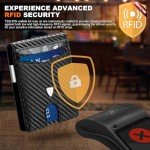 TEEHON Mens Wallets Slim RFID Blocking Carbon Fiber Leather Wallets Mens with up to 12 Credit Card Holder, Strong Money Clip & ID Window Minimalist Bi-Fold Wallets for Men UK with Gift Box - Black