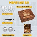 Whiskey Gift Sets for Men, Whiskey Stones and Glass Gift Set with 2 Whiskey Glasses, 2 XL Stainless Steel Whisky Balls, Tongs, Gifts for Men on Birthday/Christmas/Father's Day/Wedding/Anniversary
