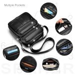 SPAHER Men Small Genuine Leather Handbag Shoulder Bag Satchel Business Messenger Backpack Crossbody Casual Sling Travelling Bag Mens Gift For Wallet Purse Mobile Phone Keys