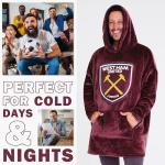 West Ham United F.C. Men's Oversized Fleece Poncho with Hood, West Ham Gifts for Men Burgundy