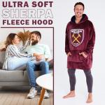 West Ham United F.C. Men's Oversized Fleece Poncho with Hood, West Ham Gifts for Men Burgundy
